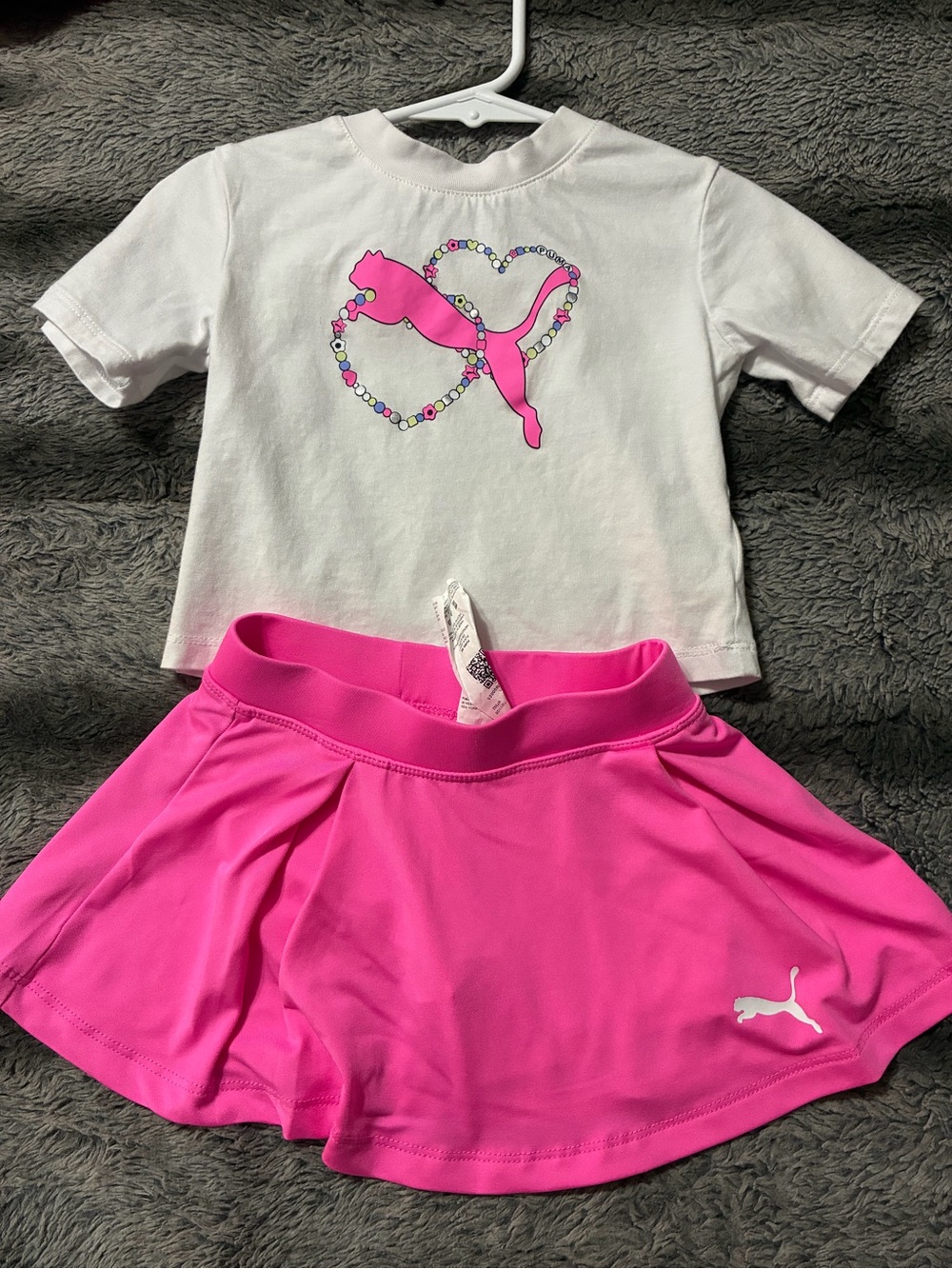 Puma Bright Pink Girls' Athletic Skort with Logo